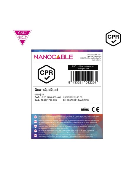 Cable de Red CAT.7 LSZH SFTP PIMF AWG23, Naranja, 305m