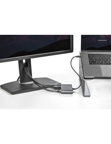 Mini Dock Thunderbolt 3 - Docking Station Portátil para 2 Monitores con DP 4K 60Hz, 1x Hub USB-A (USB 3.0/5 Gbps), GbE - Cable 