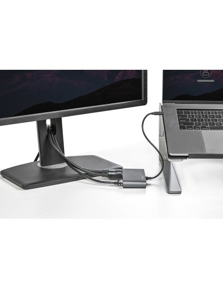 Mini Dock Thunderbolt 3 - Docking Station Portátil para 2 Monitores con DP 4K 60Hz, 1x Hub USB-A (USB 3.0/5 Gbps), GbE - Cable 