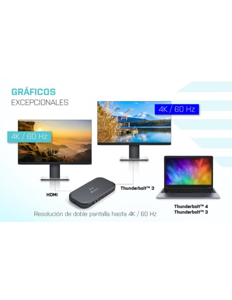 Thunderbolt 3/USB-C Dual 4K Docking Station + USB-C to DisplayPort Cable (1,5 m) + Power Delivery 60W