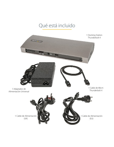 Docking Station Thunderbolt 4, PD de 96W, para 1 Monitor de 8K/para 2 Monitores de 4K 60Hz, 3xTB4/USB4, 4xUSB-A/SD/GbE, Replica