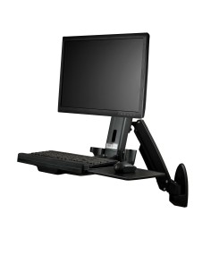 Estación de Trabajo de Pie y Sentado para Montaje en Pared - Para Un Monitor de hasta 24 Pulgadas - Escritorio Ergonómico