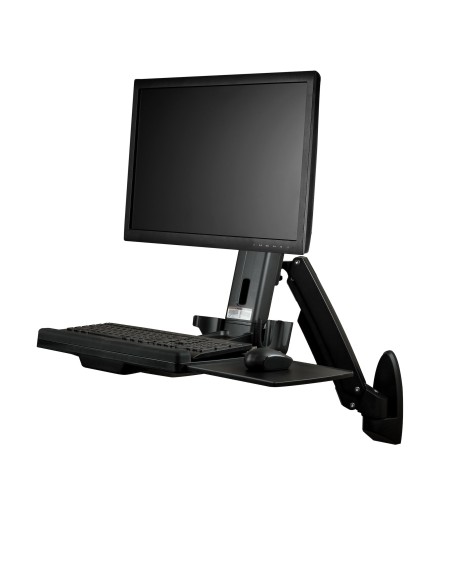 Estación de Trabajo de Pie y Sentado para Montaje en Pared - Para Un Monitor de hasta 24 Pulgadas - Escritorio Ergonómico