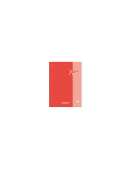 RECAMBIO XBLOCK DIN A4 TAPA CARTÓN 4 TALADROS 80 HOJAS PAPEL 90GRS. CUADRICULA 5X5 + GRECA COLOR ROJO PACSA 21157