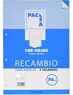 PACSA RECAMBIO 4 TALADROS 100 HOJAS 70GR 4X4 A5