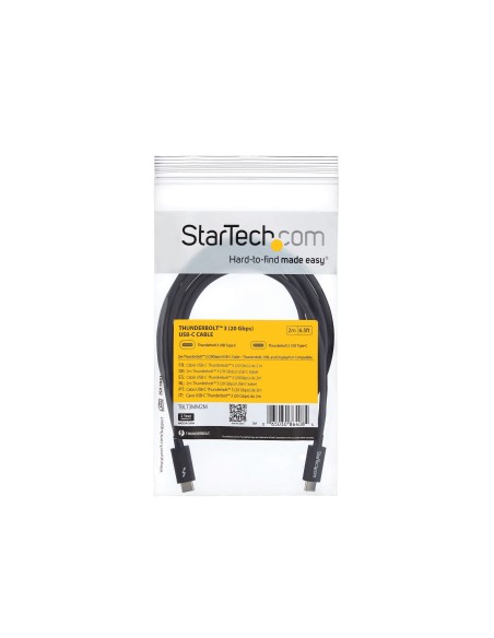 Cable Thunderbolt 3 Pasivo de 2m - 20Gbps - PD 100W - Vídeo 4K - Cable Thunderbolt - Certificado Thunderbolt - Compatible con U