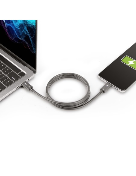 Cable de 1m Thunderbolt 4 - 40Gbps - PD 100W - Vídeo 4K/8K - Cable Thunderbolt 4 con Certificación Intel - Compatible con USB4/