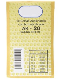 Paq 10 bolsa kraft acolchadas ak 20 350x470mm autoadhesivo sam