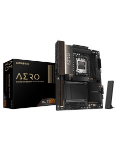 X870E AERO X3D DARK WOOD Placa Base  Compatible con CPUs AMD Ryzen 9000, VRM digital de 16+2+2 fases, hasta 9000 Hz DDR5 (OC), 