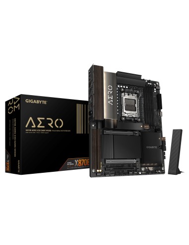 X870E AERO X3D DARK WOOD Placa Base  Compatible con CPUs AMD Ryzen 9000, VRM digital de 16+2+2 fases, hasta 9000 Hz DDR5 (OC), 