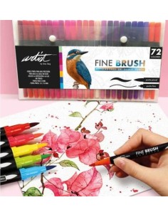 Estuche 72 rotuladores fine brush doble punta colores surtidos