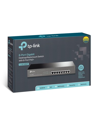 TL-SG1008MP No administrado Gigabit Ethernet (10/100/1000) Energía sobre Ethernet (PoE) 1U Negro