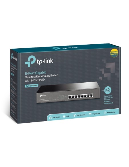 TL-SG1008MP No administrado Gigabit Ethernet (10/100/1000) Energía sobre Ethernet (PoE) 1U Negro