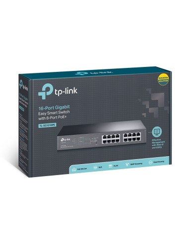 TL-SG1016PE Gestionado L2 Gigabit Ethernet (10/100/1000) Energía sobre Ethernet (PoE) 1U Negro