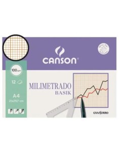 Bolsa mini pk 12 hojas papel milimetrado a4 100grs