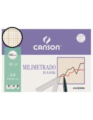 Bolsa mini pk 12 hojas papel milimetrado a4 100grs