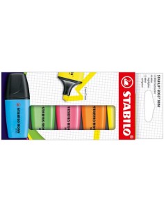 Estuche 5 marcadores stabilo boss mini