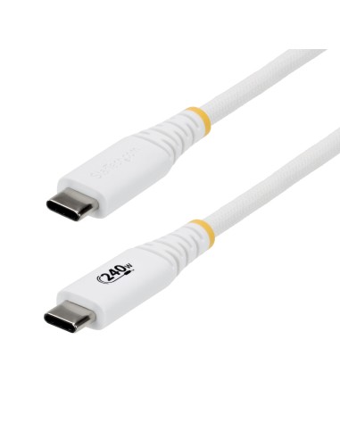 Cable de Carga USB-C Reforzado 1m - Cable Tipo C - PD 240W EPR 5A - USB 2.0 para Portátil - Duradero y Ultraflexible - Blanco - 