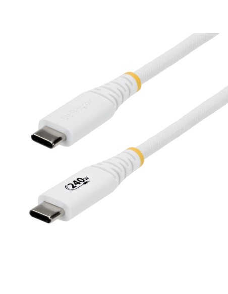 Cable de Carga USB-C Reforzado 2m - Cable Tipo C - PD 240W EPR 5A - USB 2.0 para Portátil - Duradero y Ultraflexible - Blanco - 