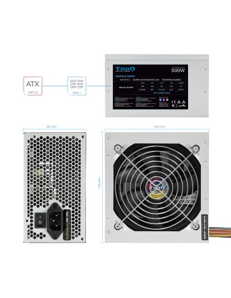 TQAPOLO-500SP unidad de fuente de alimentación 500 W 20+4 pin ATX ATX Plata