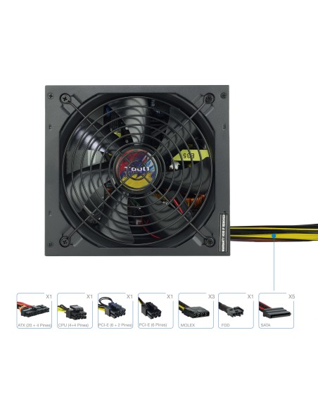 TQAPOLO-600SP unidad de fuente de alimentación 600 W 20+4 pin ATX ATX Negro