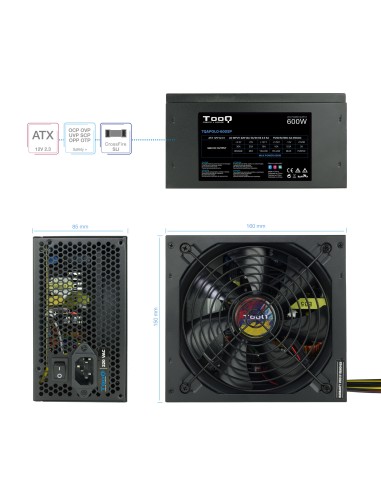 TQAPOLO-600SP unidad de fuente de alimentación 600 W 20+4 pin ATX ATX Negro