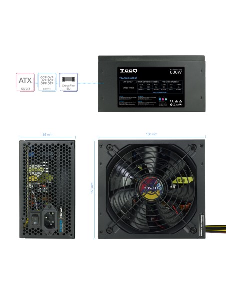 TQAPOLO-600SP unidad de fuente de alimentación 600 W 20+4 pin ATX ATX Negro