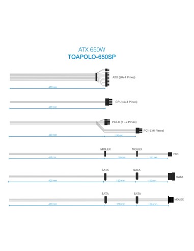 TQAPOLO-650SP unidad de fuente de alimentación 650 W 20+4 pin ATX ATX Negro