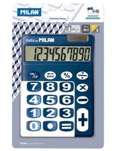 Blister calculadora 10 digitos con teclas grandes coor azul y blanco