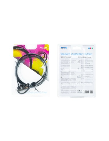 Cable de Seguridad con Combinación para Portátiles 1.5 metros, Color Gris Oscuro