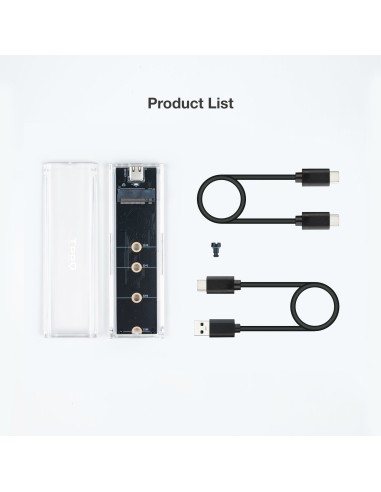 Caja Externa para SSD M.2 NGFF/NVMe, Transparente, RGB