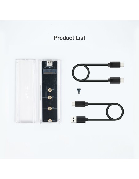 Caja Externa para SSD M.2 NGFF/NVMe, Transparente, RGB