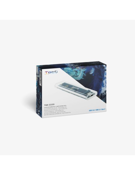Caja Externa para SSD M.2 NGFF/NVMe, Transparente, RGB