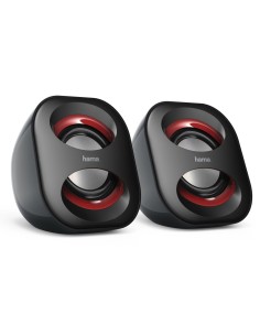 Altavoces para Ordenador, con conexión USB A y jack 3,5mm, potentes y ligeros, color negro.