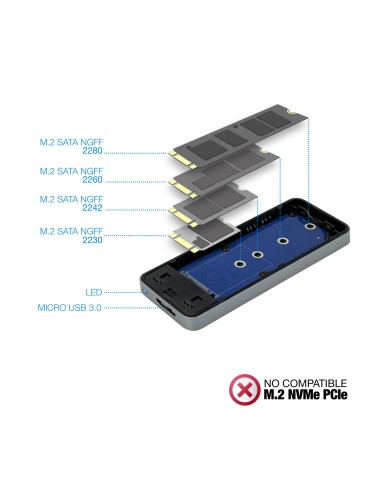 TQE-2281G caja para disco duro externo Caja externa para unidad de estado sólido (SSD) Gris M.2