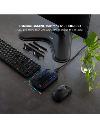 TQE-2599RGB caja para disco duro externo Carcasa de disco duro/SSD Negro 2.5"