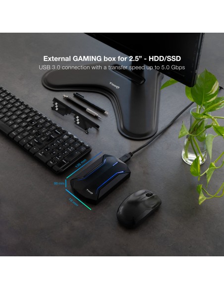 TQE-2599RGB caja para disco duro externo Carcasa de disco duro/SSD Negro 2.5"