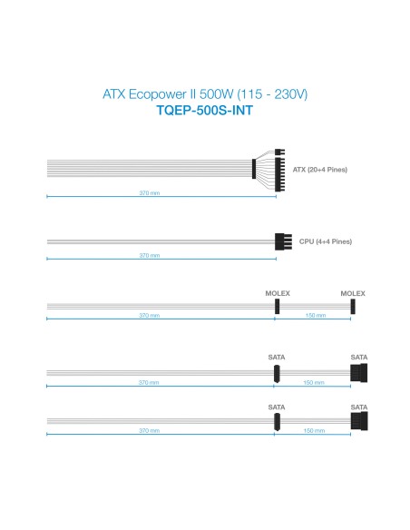 TQEP-500S-INT unidad de fuente de alimentación 500 W 24-pin ATX ATX Plata