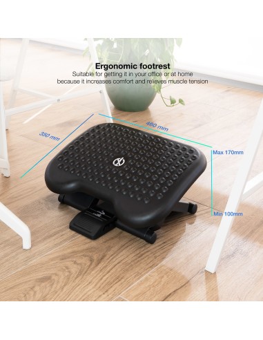 Reposapiés Ajustable en Altura e Inclinación, Negro