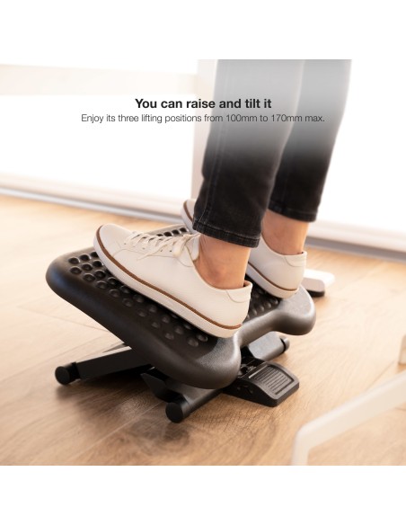 Reposapiés Ajustable en Altura e Inclinación, Negro