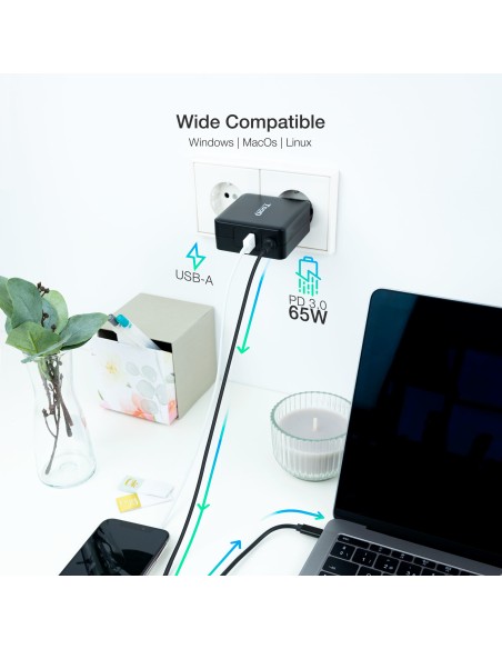 TQLC-USBC65PD adaptador e inversor de corriente Interior 65 W Negro TQLC-USBC65PD adaptador e inversor de corriente Interior 65 W Negro