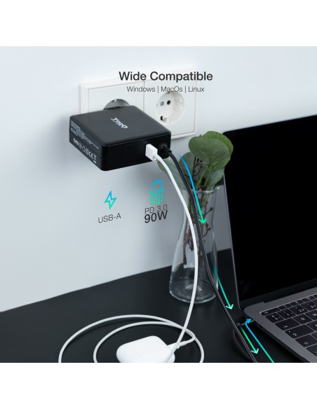TQLC-USBC90PD adaptador e inversor de corriente Auto 90 W Negro TQLC-USBC90PD adaptador e inversor de corriente Auto 90 W Negro