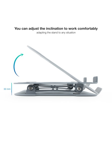 Soporte Elevador de Aluminio Ajustable Ergonómico para Portátiles, Gris