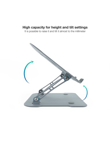 Soporte Elevador de Aluminio Ajustable Ergonómico para Portátiles, Gris