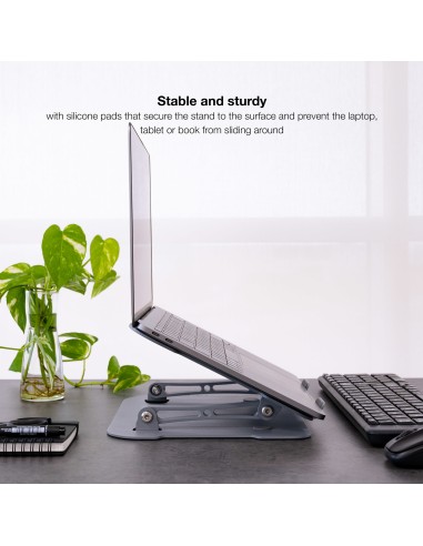 Soporte Elevador de Aluminio Ajustable Ergonómico para Portátiles, Gris