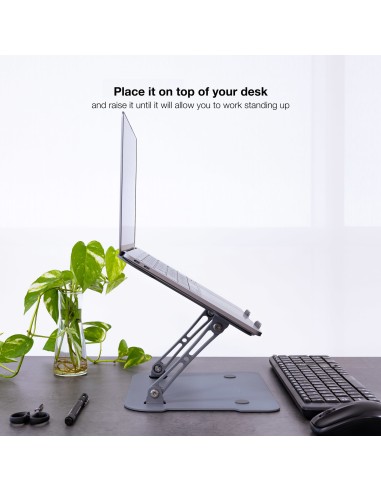 Soporte Elevador de Aluminio Ajustable Ergonómico para Portátiles, Gris