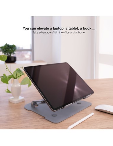 Soporte Elevador de Aluminio Ajustable Ergonómico para Portátiles, Gris
