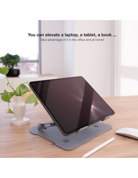 Soporte Elevador de Aluminio Ajustable Ergonómico para Portátiles, Gris