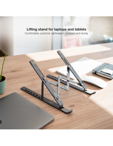Soporte Elevador para Portátiles, Tablets, Móviles y Libros, Gris
