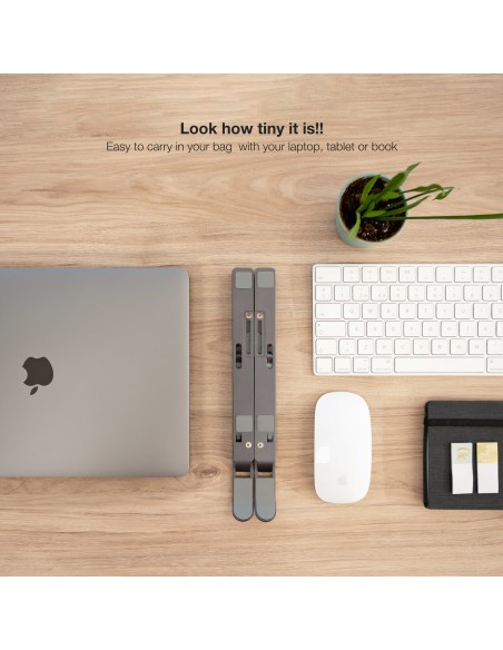 Soporte Elevador para Portátiles, Tablets, Móviles y Libros, Gris